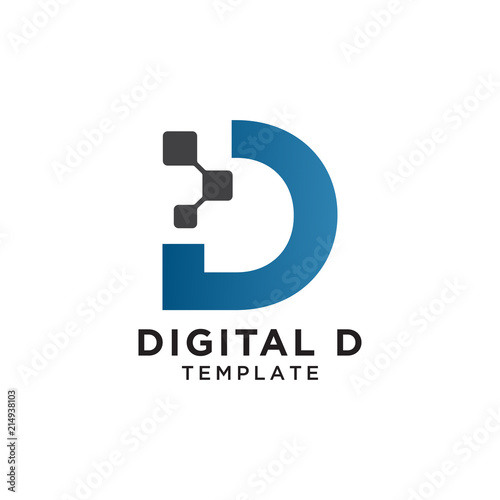 Letter d pixels logo initial design template photo