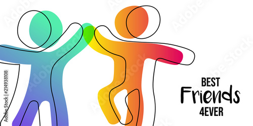 Friendship Day web banner of friends high five