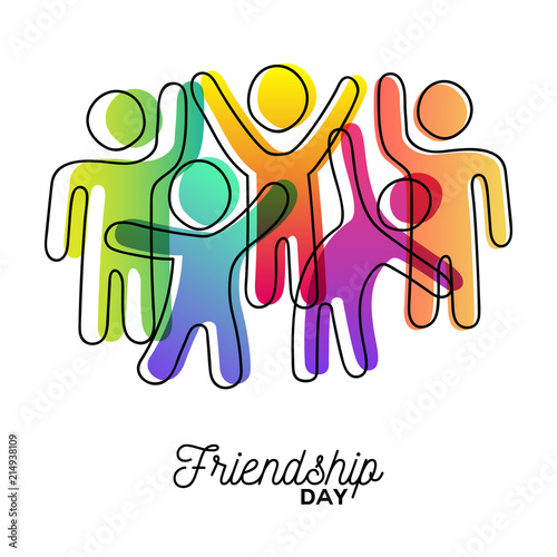 Happy Friendship day card of friends dancing