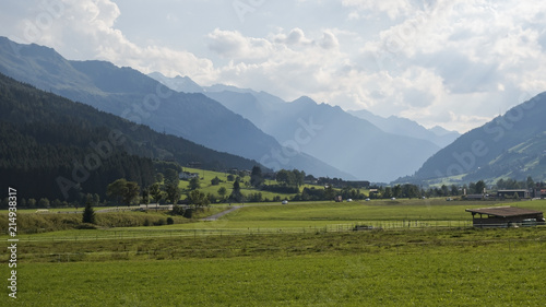 Valley surrounded with beautiful mountains in Austria
