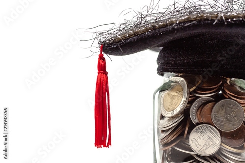 The glass jar of money coin...