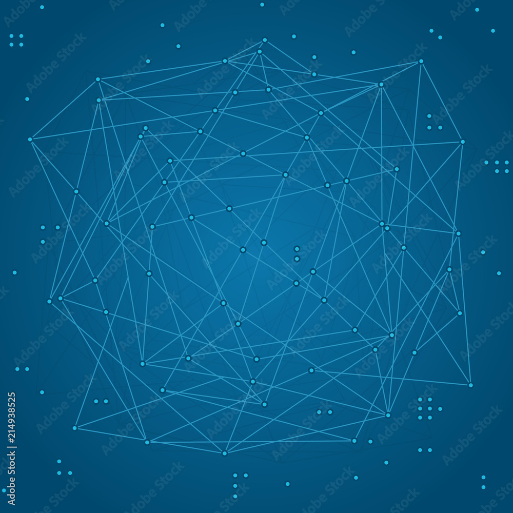 Abstract blockchain background. Blue Background.