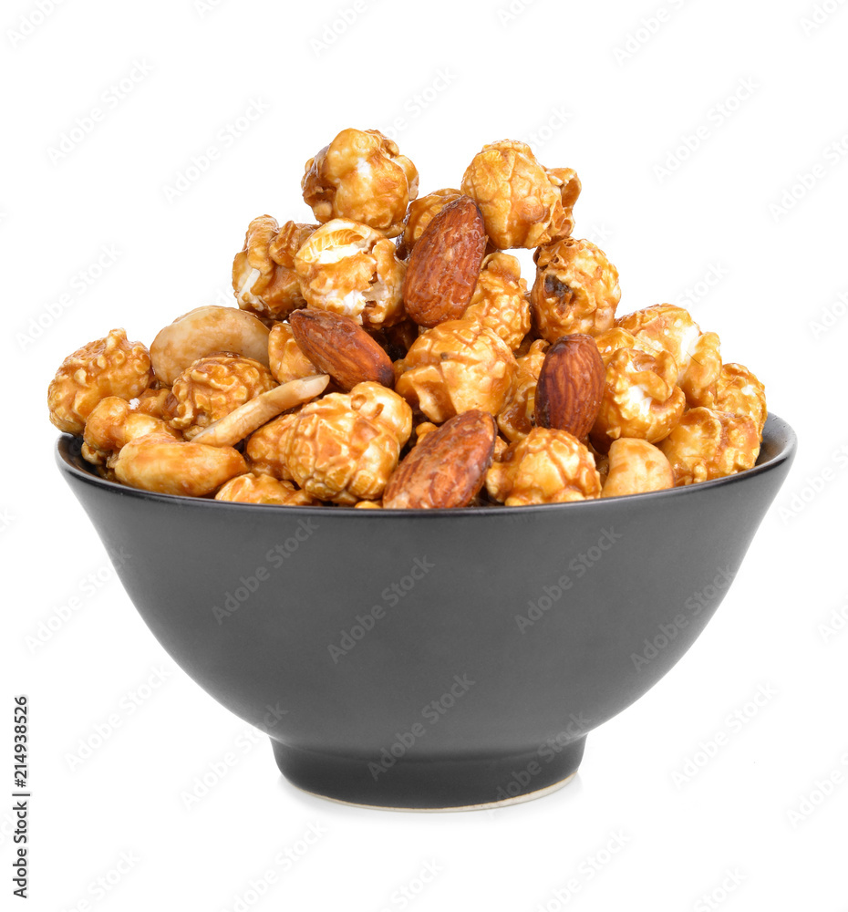 Popcorn caramel on white background Popcorn caramel on white background