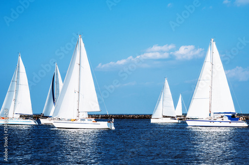 sailing ships or boats on the Baltic Sea at the harbor , Germany Rostock