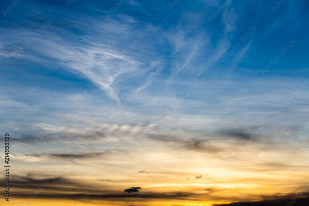 Fototapeta premium colorful dramatic sky with cloud at sunset.