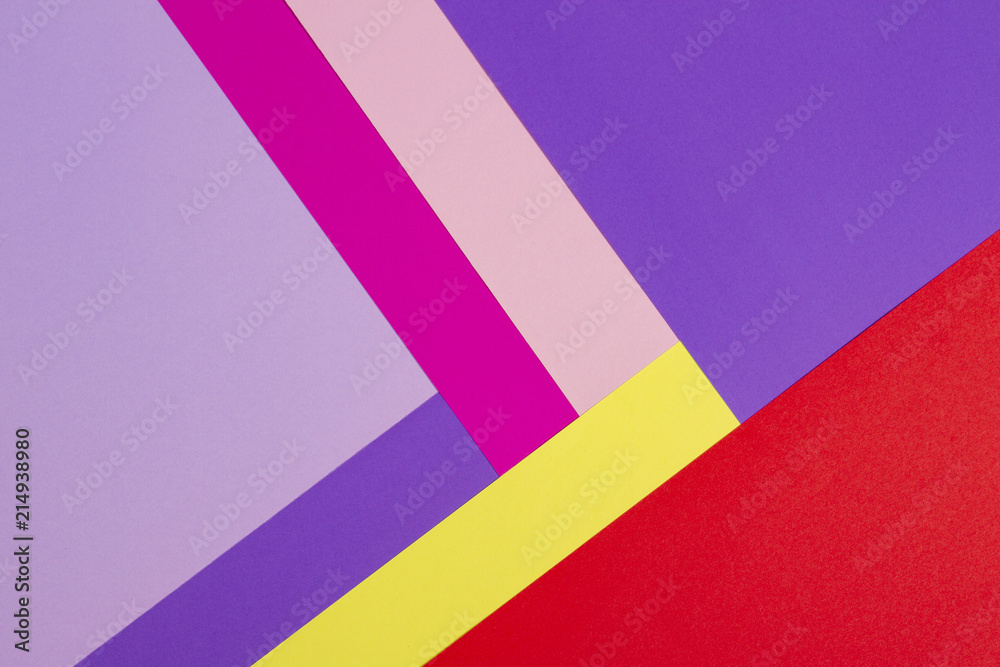 Color papers geometry flat composition background with violet, purple, pink, rose, red, yellow tones. Color papers geometry flat composition background with violet, purple, pink, rose, red, yellow tones.