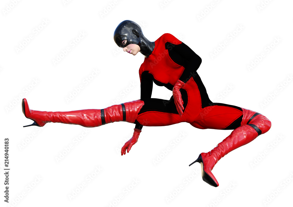 3D Rendering Female Hero on White 3D Rendering Female Hero on White