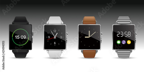 スマートウォッチ腕時計4色のベクターイラスト