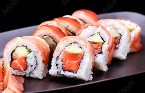 Maki sushi Roll with Parma Ham.