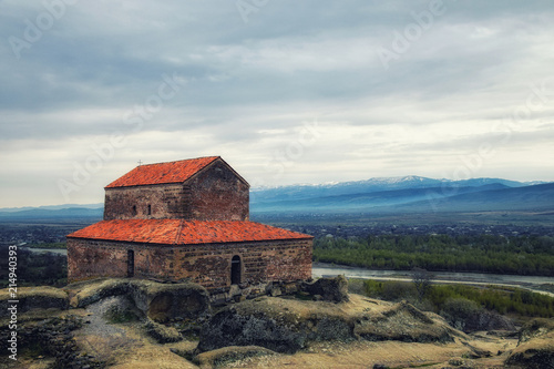 The Uplistsikhe 9th/10th century three-nave basilica and vale of Mtkvari river, Shida Kartli, Gori, Georgia photo