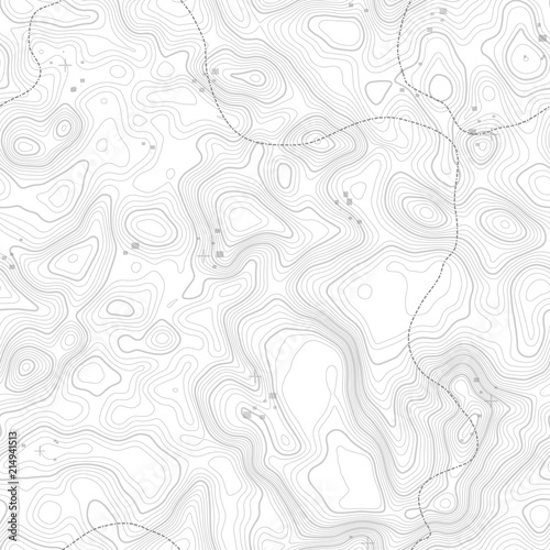 Seamless pattern. Topographic map background with space for copy Seamless texture. Line topography map contour background , geographic grid . Mountain hiking trail over terrain .