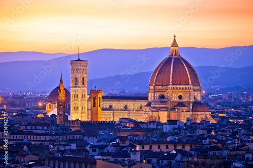 Florence Duomo aerial sunset view