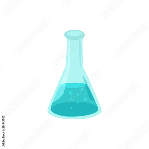 Hand drawn flask isolated on white background. Glass beaker vector illustration.