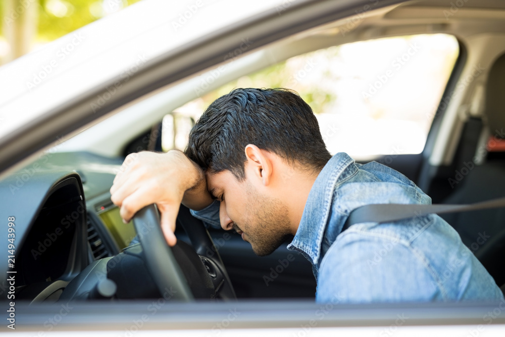 Man stuck in traffic jam Man stuck in traffic jam