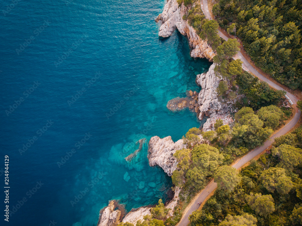 aerial view of the rocky shore of the Adriatic Sea aerial view of the rocky shore of the Adriatic Sea