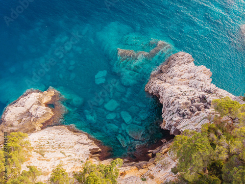 aerial view of the rocky shore of the Adriatic Sea
