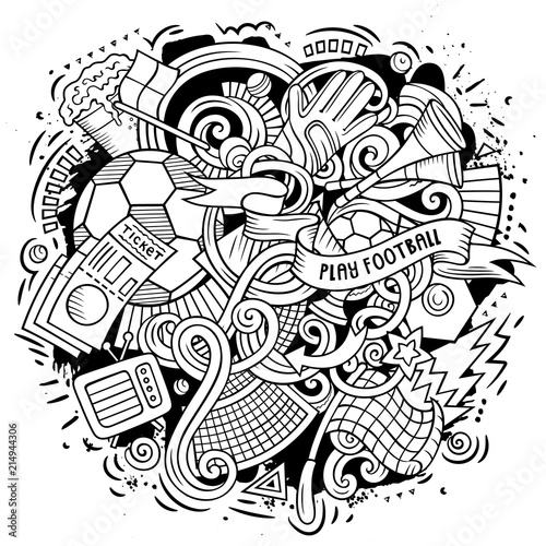 Cartoon vector doodles Football illustration