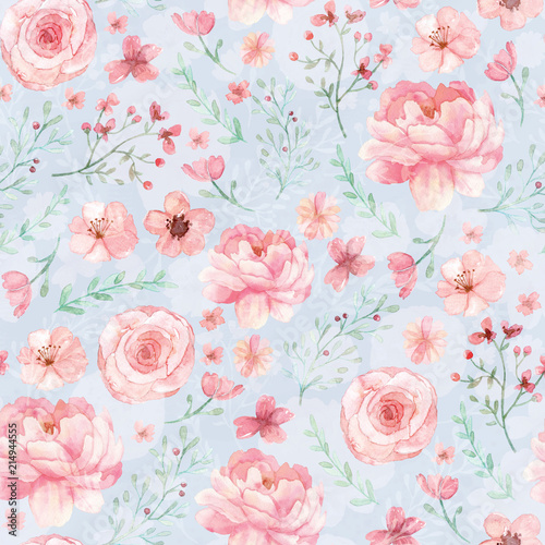 Flowers and leaves pattern