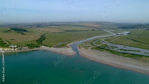 Wallpaper Mural Drone flies to Cuckmere Beach from sea with Seven Sisters Country Park in the background  Torontodigital.ca