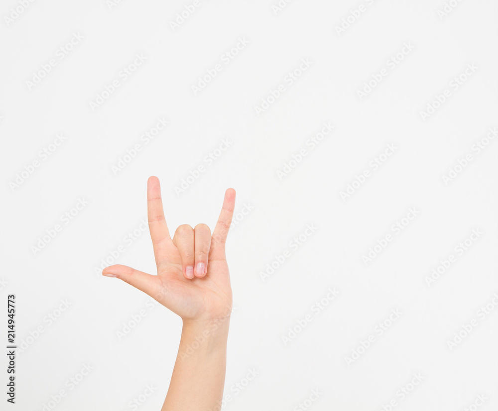 Hand making the heavy metal isolated white background. afro american hand. Mock up. Copy space. Template. Blank. Hand making the heavy metal isolated white background. afro american hand. Mock up. Copy space. Template. Blank.