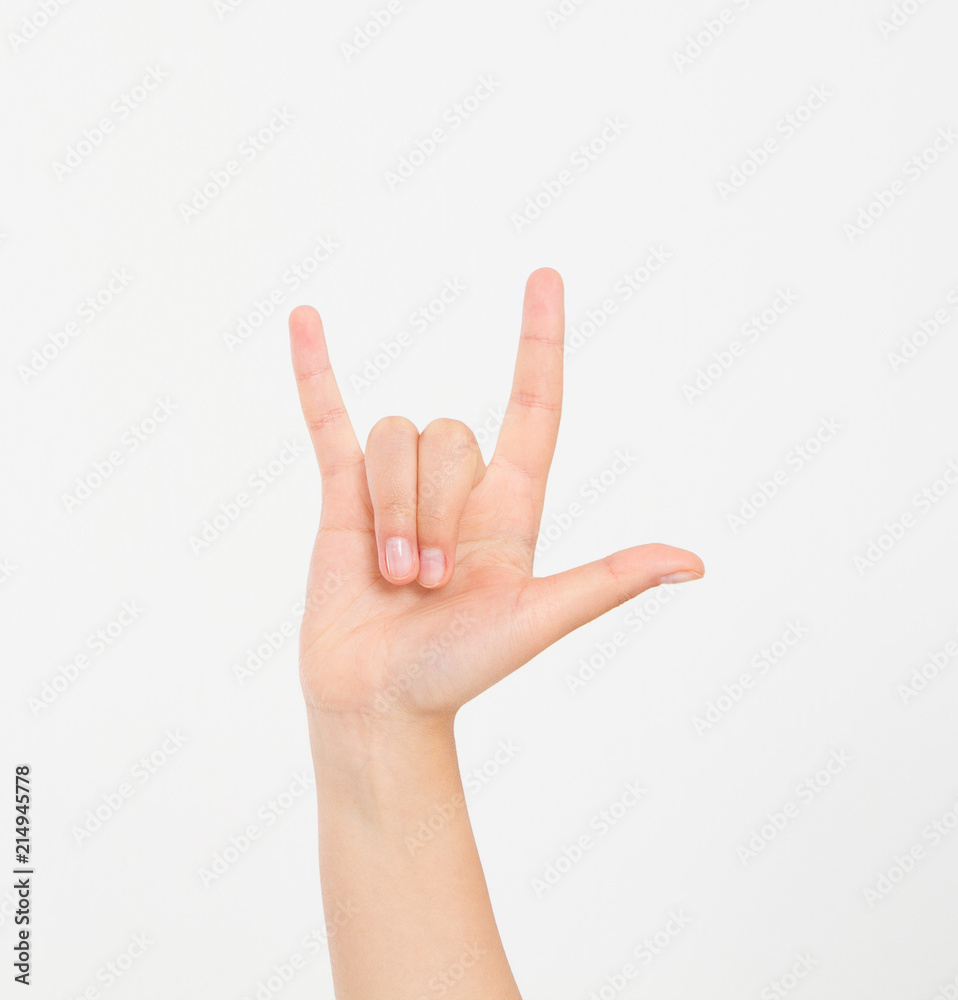 Hand making the heavy metal isolated white background. afro american hand. Mock up. Copy space. Template. Blank. Hand making the heavy metal isolated white background. afro american hand. Mock up. Copy space. Template. Blank.