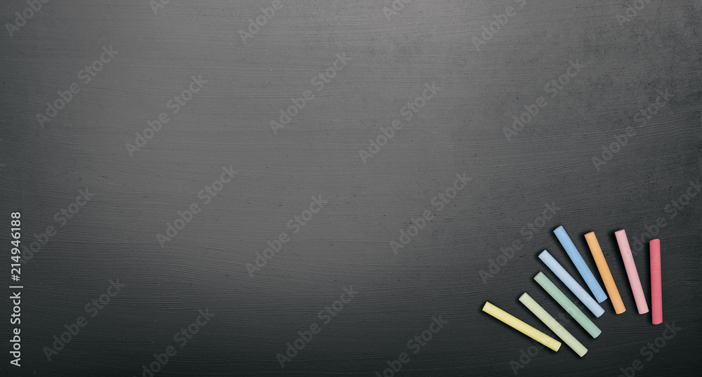 blank blackboard and colorful chalk blank blackboard and colorful chalk