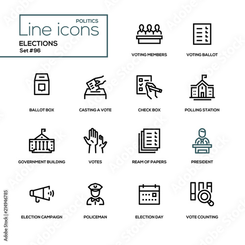 Elections - modern line design icons set