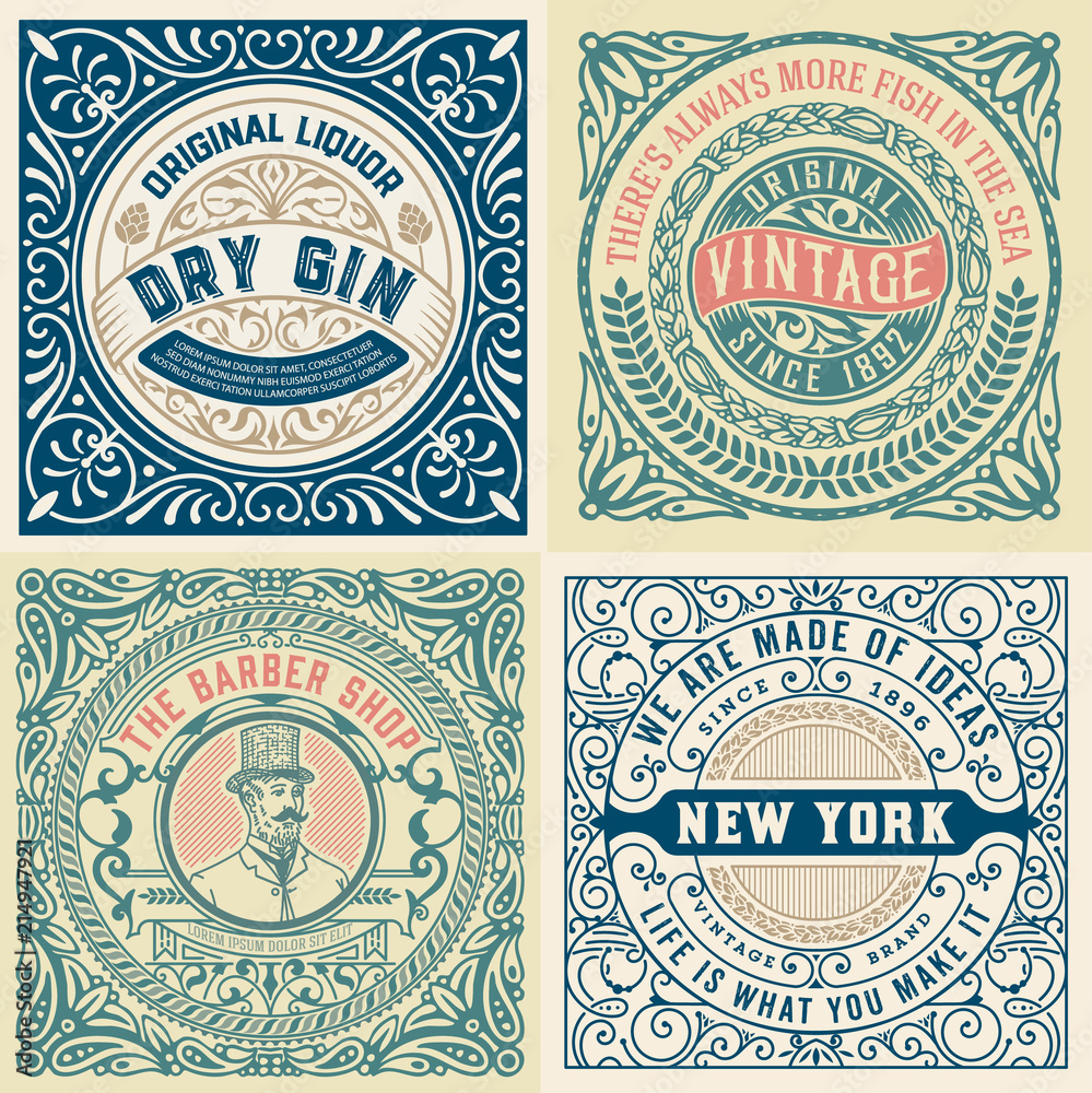 Set of 4 old labels Set of 4 old labels