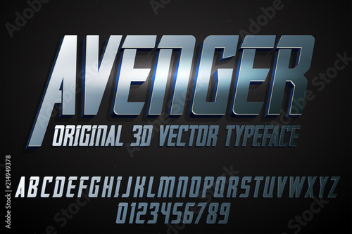 Strong label typeface with vector 3d extrude effect photo