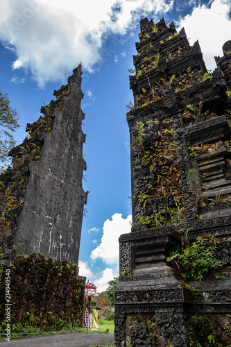 Traditional Balinese Hindu gate (Candi Bentar) close to Bedugul, Bratan lake, Bali island, Indonesia. photo