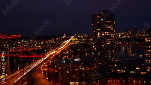 Wallpaper Mural This is a time lapse of the Cambie Street Bridge in Vancouver that connects Granville Island. This is a day to night timelapse with a long exposure to capture long light streaks from the car lights. Torontodigital.ca