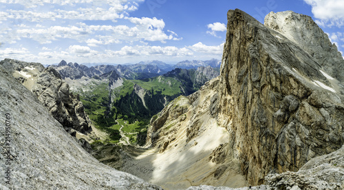 Panoramic view from the top of the Marmolada Glacier . Dolomites. South Tyrol. Italy. Beautiful view over the Marmolada glacier. Mountain landscape in Alps Dolomites Italy South Tirol