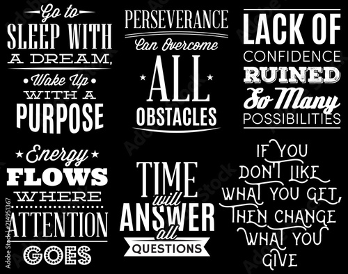 vector set of stylized retro-styled quotations on coaching theme