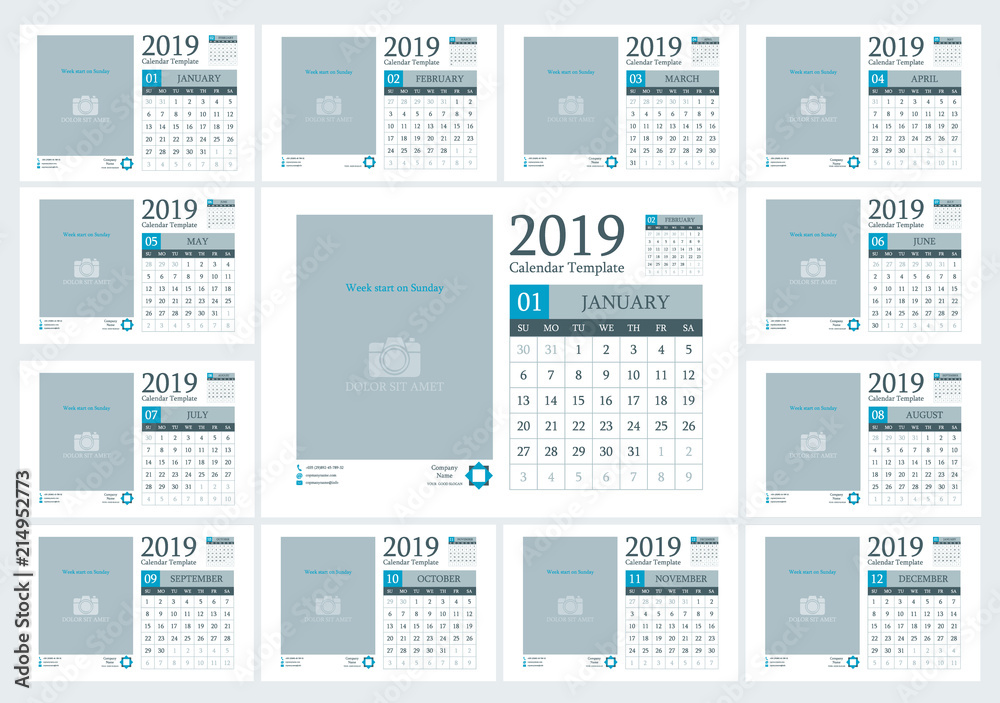 Calendar template design 2019 Calendar template design 2019
