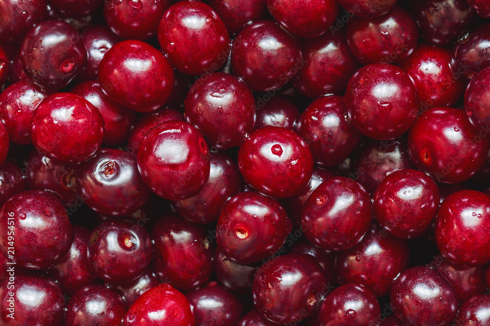 Sweet ripe red cherry close-up. Background Sweet ripe red cherry close-up. Background