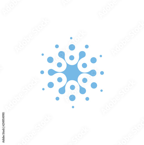 Blue abstract round shape from circles, universal logo template. Isolated icon, vector illustration on white background.