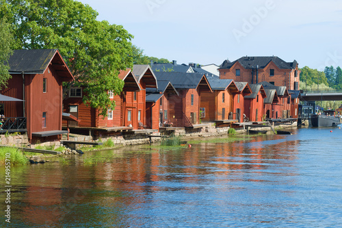 Sunny July day in the old town. Porvoo, Finland photo