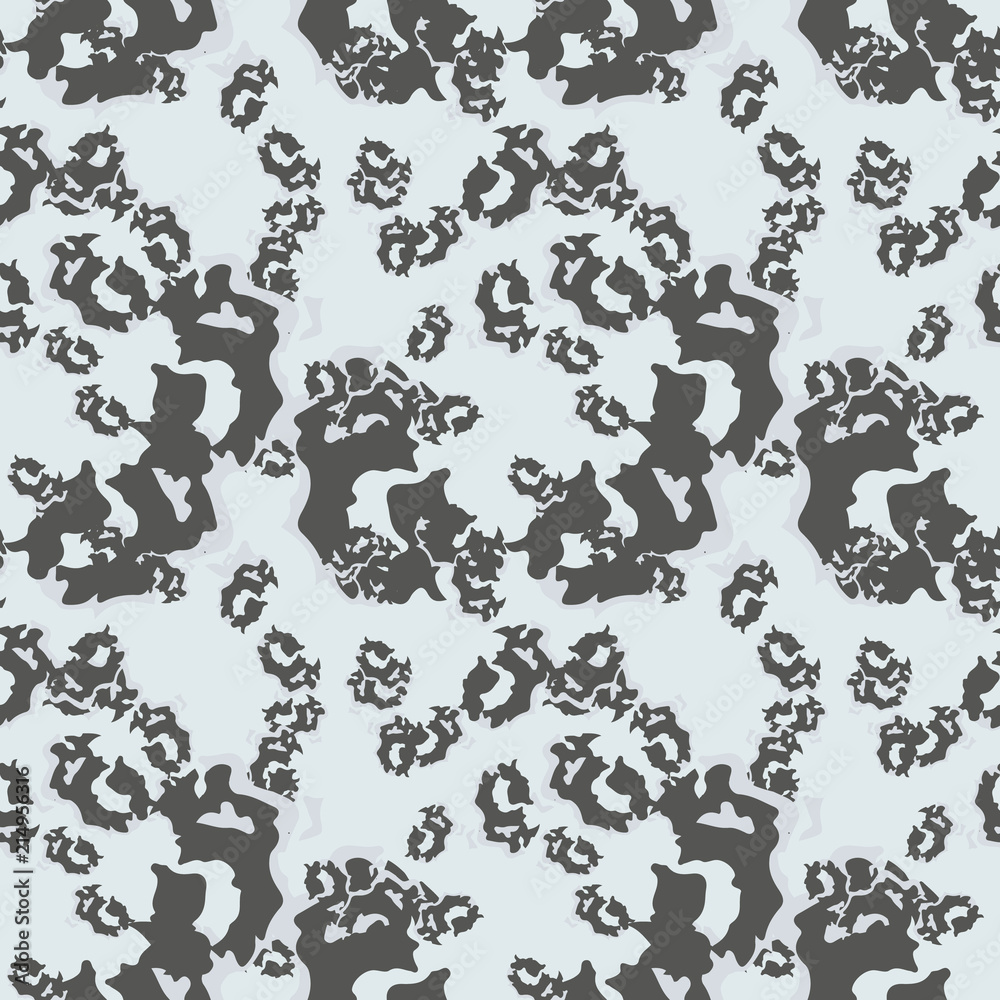 Military camouflage seamless pattern in light blue and different shades of grey color