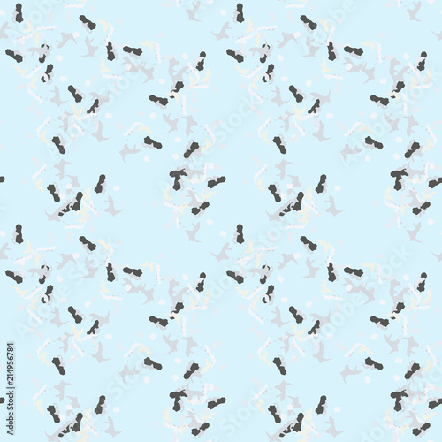 Military camouflage seamless pattern in light blue, yellow and different shades of grey color
