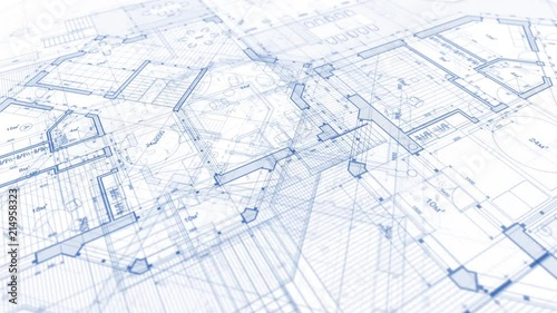 Architecture design: blueprint plan - vector illustration of a plan modern residential building / technology, industry, business concept illustration: real estate, building, construction, architecture