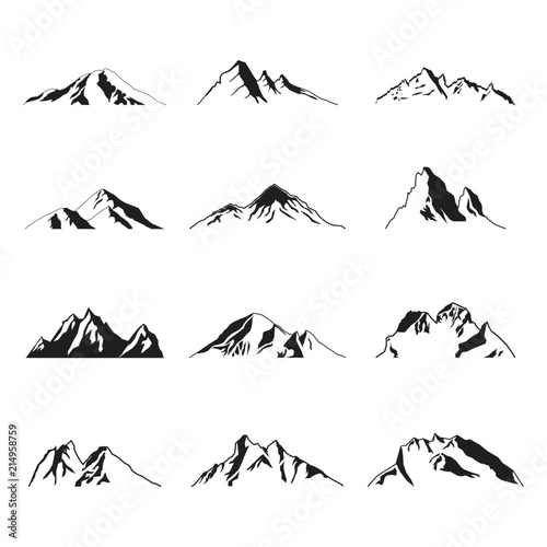 Mountain Silhouette Landscape Icon Peak Illustration Set photo