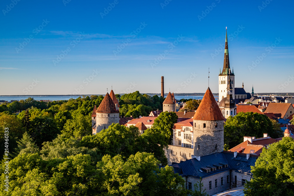 View to old city of Tallinn, Estonia on a nice sunny evening.