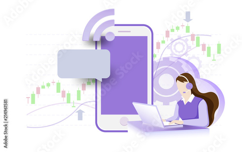 Business Online Technical Support and Service investment Stock graph big data deep learning development social media, documents for web page banner social media start up, project mobile application