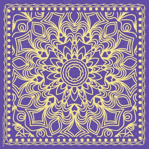 vector illustration. pattern with floral mandala  decorative border.