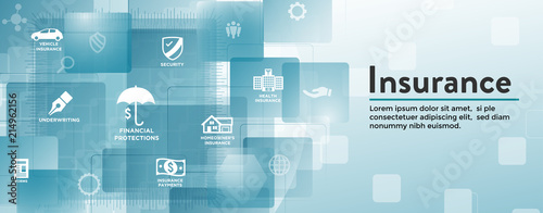 Insurance Web Header Banner that Covers homeowners, medical, life, and vehicle insurance