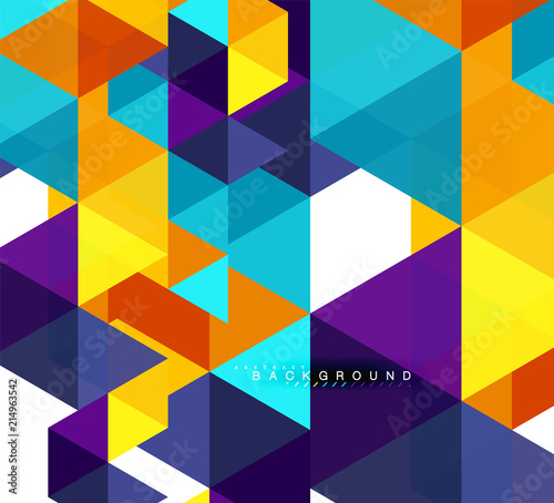 Multicolored triangles abstract background, mosaic tiles concept