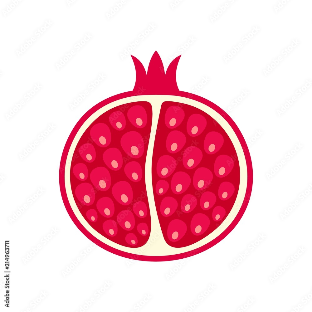 Half of pomegranate icon. Flat illustration of half of pomegranate vector icon for web isolated on white Half of pomegranate icon. Flat illustration of half of pomegranate vector icon for web isolated on white