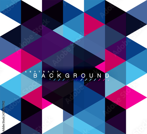 Multicolored triangles abstract background, mosaic tiles concept