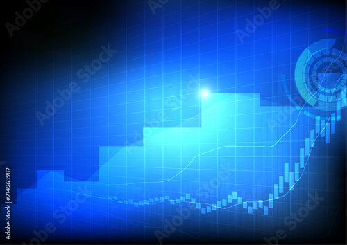 Vector   Business graph and grid on blue background