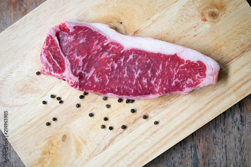 Red Raw Steak Sirloin against